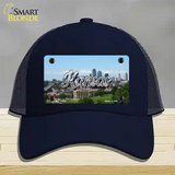 Kansas Downtown Skyline State Novelty License Plate Hat Mesh / Navy