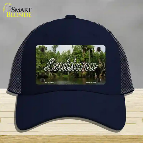 Louisiana Swamp State Novelty License Plate Hat Mesh / Navy