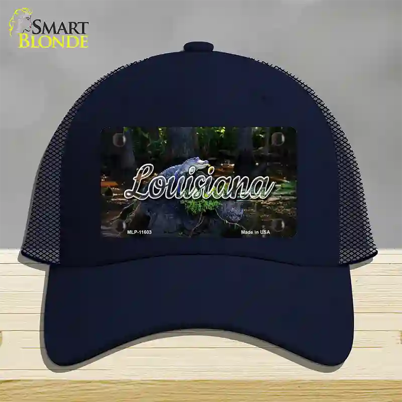 Louisiana Alligator Swamp State Novelty License Plate Hat Mesh / Navy