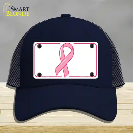 Breast Cancer Ribbon Novelty License Plate Hat Mesh / Navy