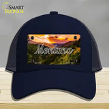 Montana Forest Sunset State Novelty License Plate Hat Mesh / Navy