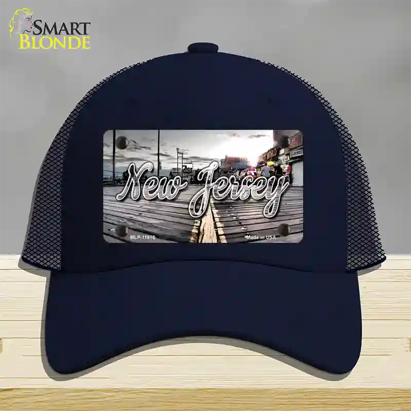 New Jersey Boardwalk State Novelty License Plate Hat Mesh / Navy