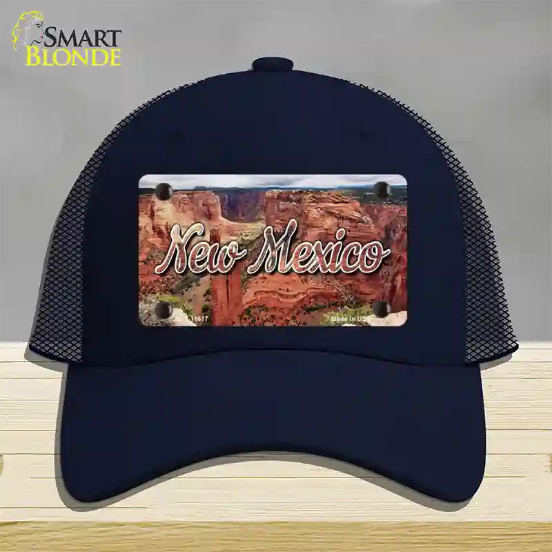 New Mexico Red Canyon State Novelty License Plate Hat Mesh / Navy