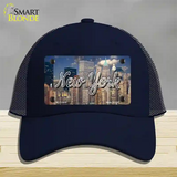 New York City Skyline State Novelty License Plate Hat Mesh / Navy