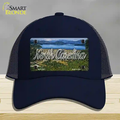 North Carolina Dam State Novelty License Plate Hat Mesh / Navy