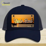 Rhode Island River Sunset State Novelty License Plate Hat Mesh / Navy