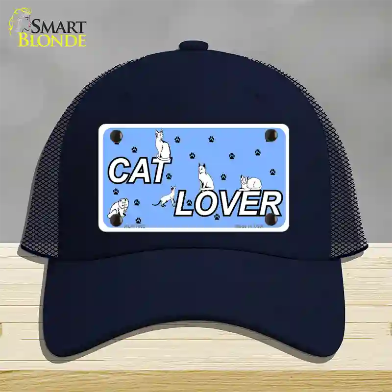 Cat Lover Novelty License Plate Hat Mesh / Navy