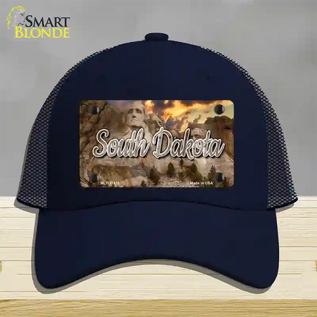 South Dakota Mt Rushmore State Novelty License Plate Hat Mesh / Navy