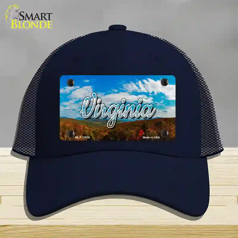 Virginia Mountain Range State Novelty License Plate Hat Mesh / Navy