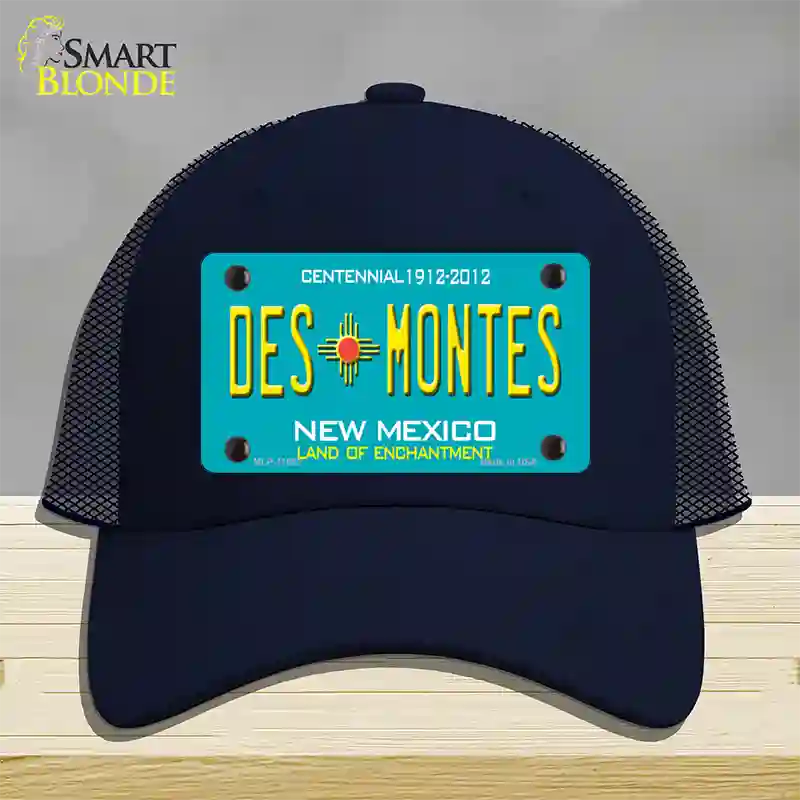 Des Montes Teal New Mexico Novelty License Plate Hat Mesh / Navy