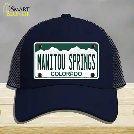 Manitou Springs Colorado Novelty License Plate Hat Mesh / Navy