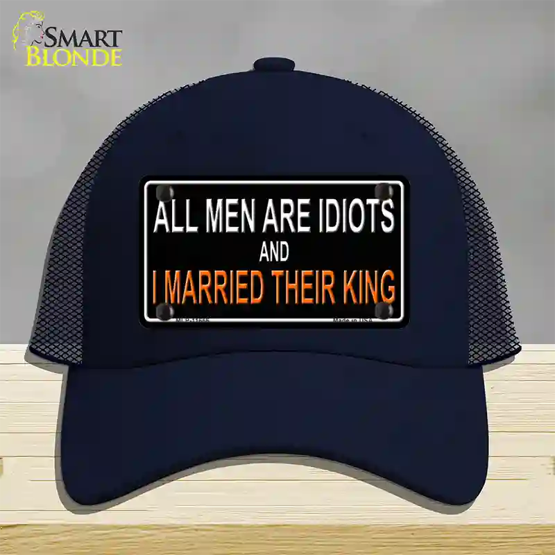 All Men Are Idiots Novelty License Plate Hat Mesh / Navy