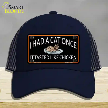 I Had A Cat Once Novelty License Plate Hat Mesh / Navy