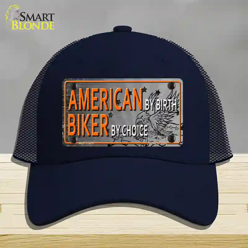 American Biker Novelty License Plate Hat Mesh / Navy