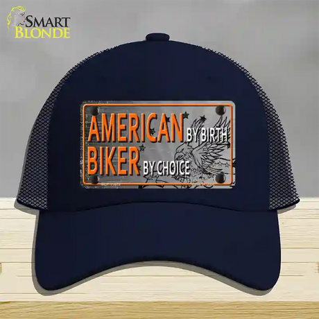 American Biker Novelty License Plate Hat Mesh / Navy