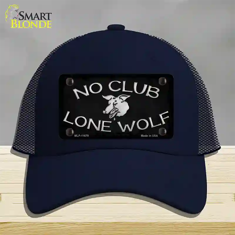 No Club Lone Wolf Novelty License Plate Hat Mesh / Navy