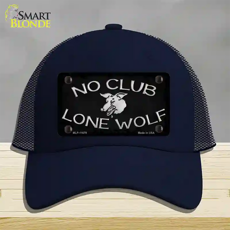 No Club Lone Wolf Novelty License Plate Hat Mesh / Navy