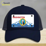 Washington Seal And State Novelty License Plate Hat Mesh / Navy