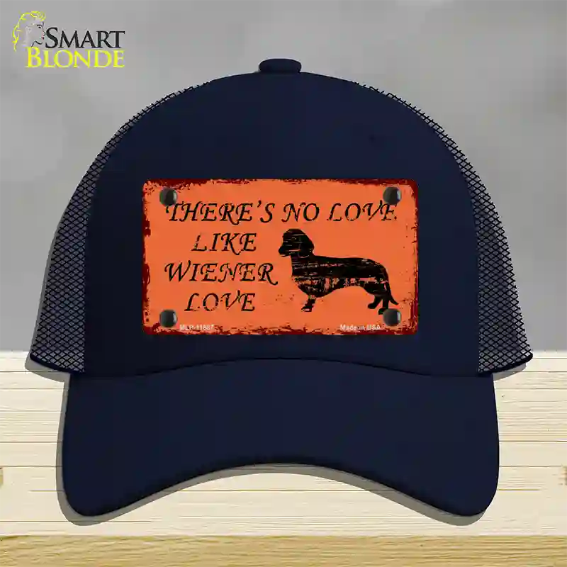 Wiener Love Novelty License Plate Hat Mesh / Navy