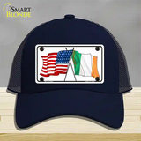 Ireland USA Crossed Flag Novelty License Plate Hat Mesh / Navy