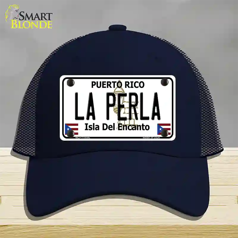 La Perla Puerto Rico Novelty License Plate Hat Mesh / Navy