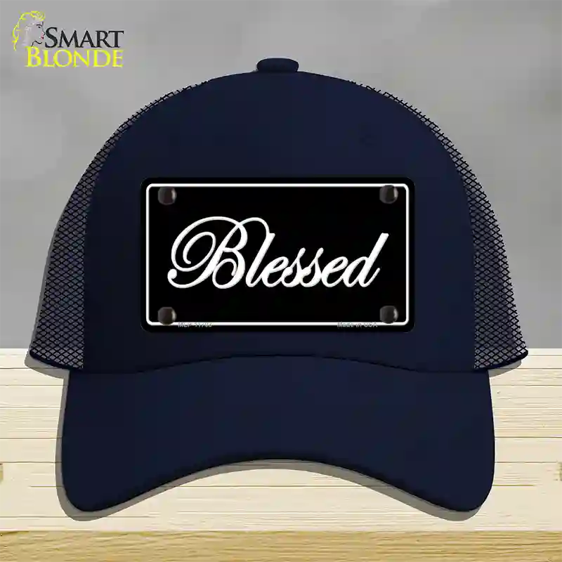 Blessed Black Novelty License Plate Hat Mesh / Navy