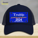 President Trump 2024 Novelty License Plate Hat Mesh / Navy