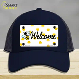 Welcome Bee Novelty License Plate Hat Mesh / Navy