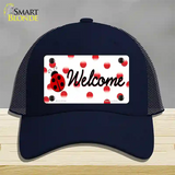 Welcome Ladybug Novelty License Plate Hat Mesh / Navy