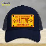 Native New Mexico Yellow State Novelty License Plate Hat Mesh / Navy