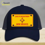 New Mexico Blank Yellow State Novelty License Plate Hat Mesh / Navy