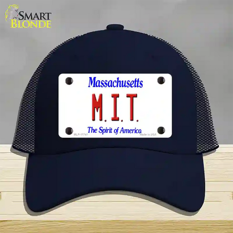 MIT Massachusetts State Novelty License Plate Hat Mesh / Navy