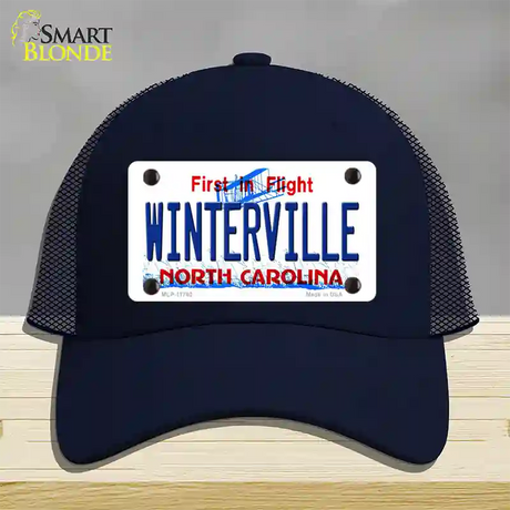 Winterville North Carolina State Novelty License Plate Hat Mesh / Navy