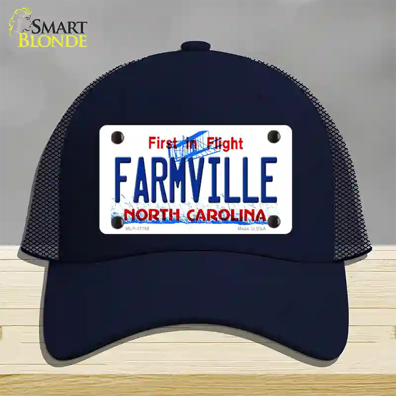 Farmville North Carolina State Novelty License Plate Hat Mesh / Navy