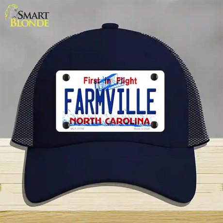 Farmville North Carolina State Novelty License Plate Hat Mesh / Navy