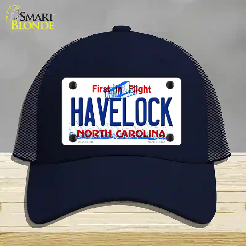 Havelock North Carolina State Novelty License Plate Hat Mesh / Navy