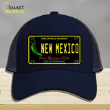 New Mexico Black State Novelty License Plate Hat Mesh / Navy