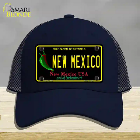 New Mexico Black State Novelty License Plate Hat Mesh / Navy