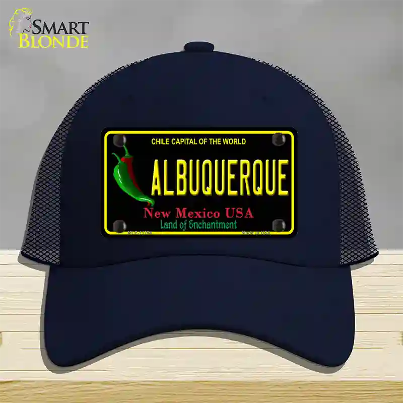 Albuquerque New Mexico Black State Novelty License Plate Hat Mesh / Navy