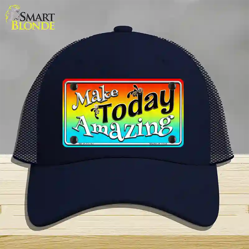 Make Today Amazing Novelty License Plate Hat Mesh / Navy