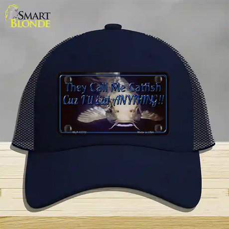 They Call Me Catfish Novelty License Plate Hat Mesh / Navy