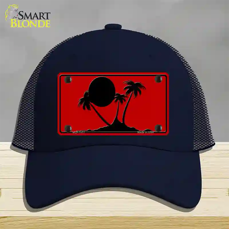 Island Palms Novelty License Plate Hat Mesh / Navy