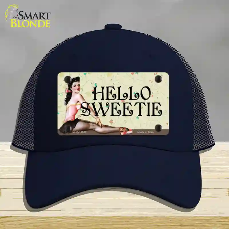 Hello Sweetie Vintage Pinup Novelty License Plate Hat Mesh / Navy