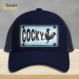 Cocky Chicken Novelty License Plate Hat Mesh / Navy