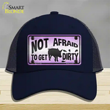 Not Afraid to Get Dirty Novelty License Plate Hat Mesh / Navy