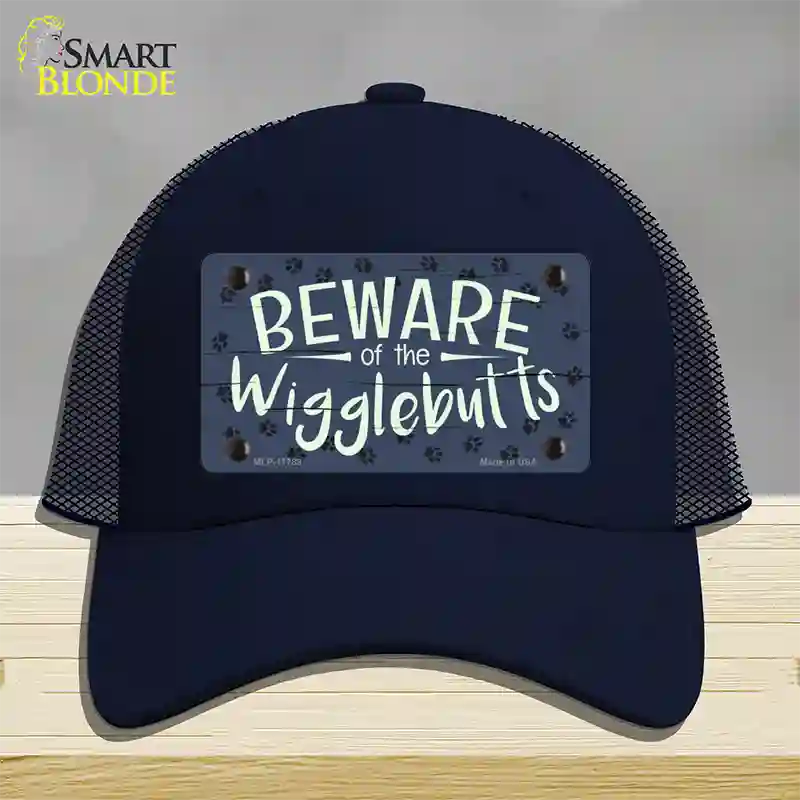 Beware of the Wigglebutts Novelty License Plate Hat Mesh / Navy