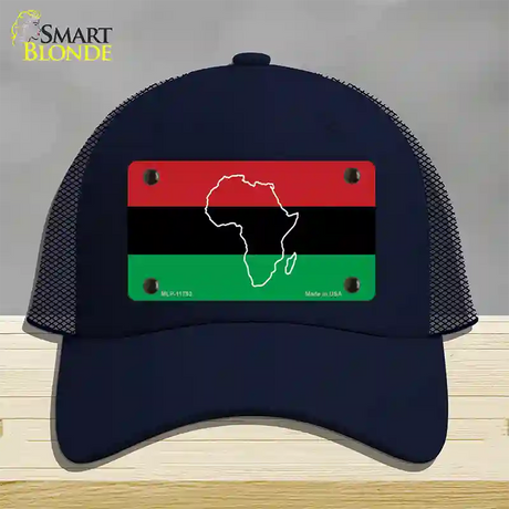 Africa Outline With Flag Novelty License Plate Hat Mesh / Navy