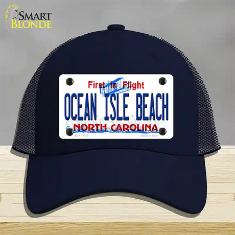 Ocean Isle Beach North Carolina Novelty License Plate Hat Mesh / Navy