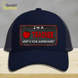 I Am A Teacher Novelty License Plate Hat Mesh / Navy