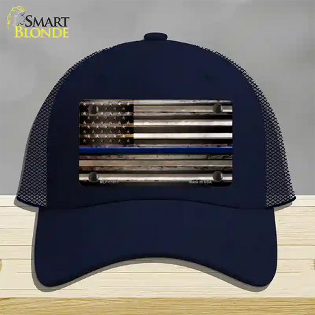 Thin Blue Line American Flag Novelty License Plate Hat Mesh / Navy